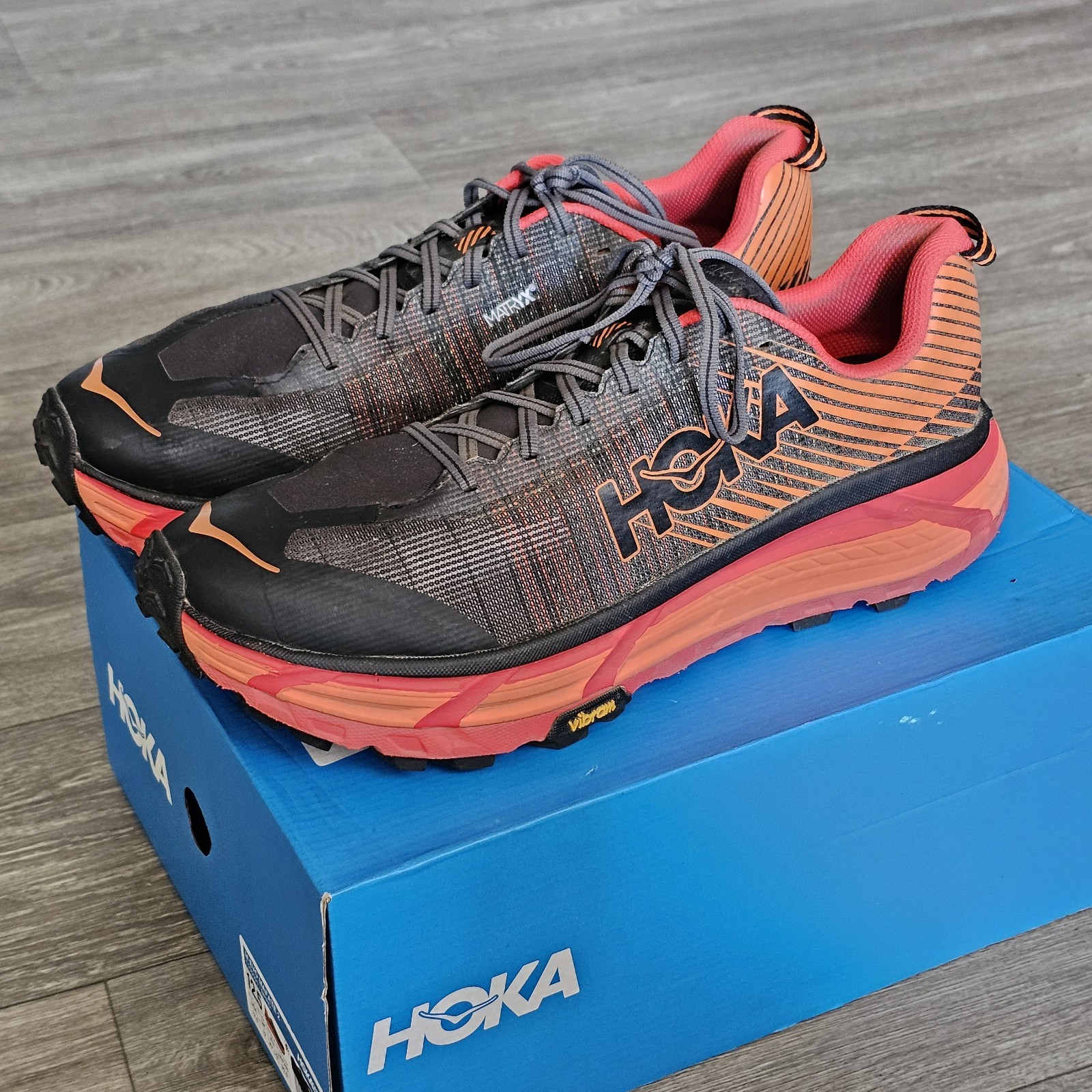 Hoka One One EVO Mafate 2 Men's Sneakers Athletic Black Poppy Red Size 12.5