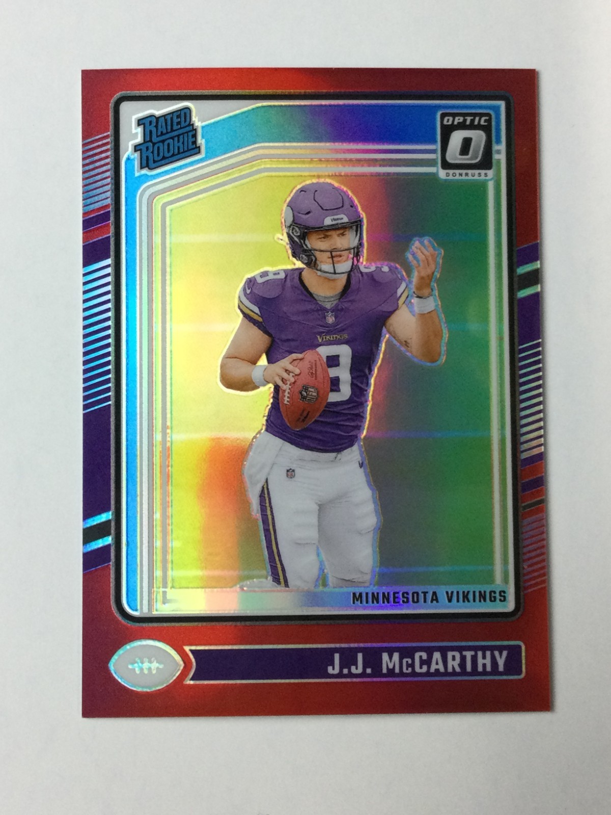 2024 Panini Donruss Optic #235 J.J. McCarthy Rookie Red Prizm /125 No Reserve