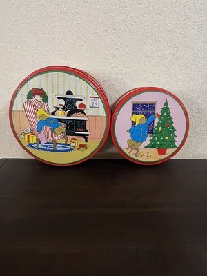 Vintage Pair 1987 Toscany (Eden) Paddington Bear Collectible Holiday Tin Set