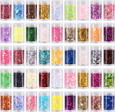 Chunky Fine Mixed Glitter,Set of 45 Colors,Holographic Glitter for Epoxy Resin