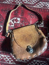 Vtg 60s 70s HIPPIE Handmade Hand Tooled SURF Leather Shoulder Bag BOHO