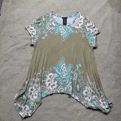 Chelsea & Theodore Top Womens 2XL Short Sleeve Sharkbite Style Tunic Stretch Tee