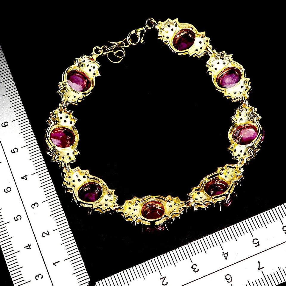 Pulsera de plata de ley 925 rubí ovalado 10x8 mm zafiro piedras preciosas joyería 8 pulgadas Foto 3 de 4