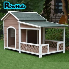 PawHub Large Pet Dog Kennel Timber House Wooden Cabin Outdoor Patio Deck