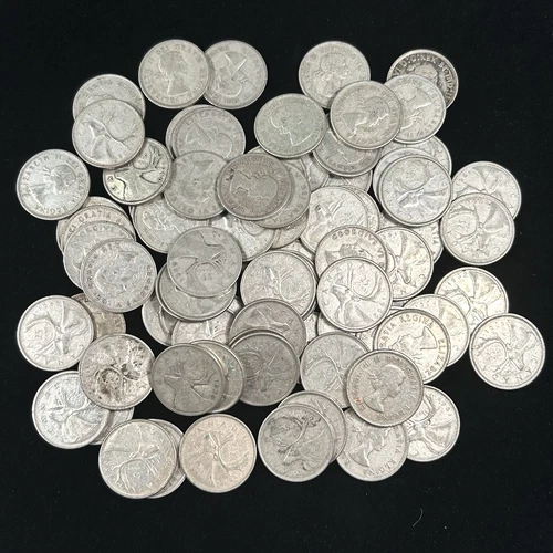 $20 Face Pre-1968 Canada Quarter 80% Silver Canadian 25c Coins - 12 oz ASW