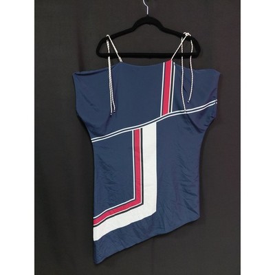 Joie Asymmetric Blue Dress Knee Length Sleeveless Geometric Women 