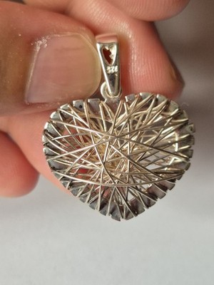 Wired Puffy Heart Anhänger Sterling Silber 4g