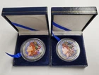 (2) 1921 Morgan Silver Dollar, Colorized 90% Silver in Case