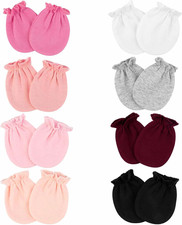8 Pairs Baby Mittens No Scratch, Skin-Friendly Cotton Newborn Infant Gloves, Bab