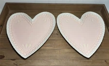 Pottery Barn Cookie Heart Stoneware Serving Platters ~ Set of 2