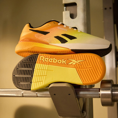 Reebok Nano X5 Chalk Black Electric Amber Training Shoes M 8 / W 9