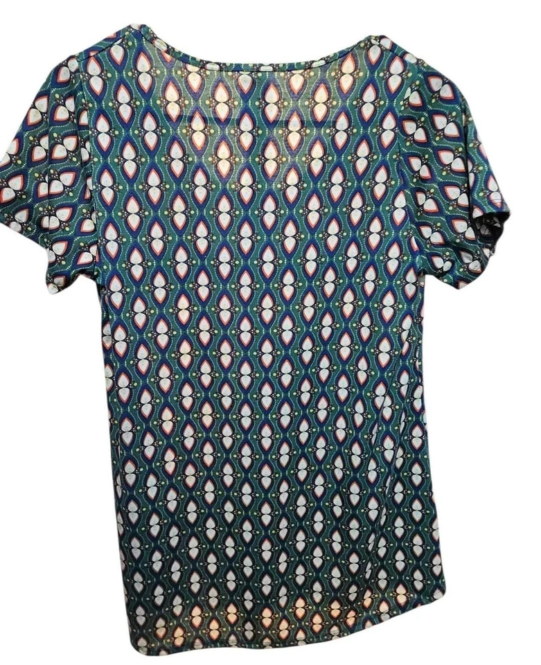 Blusa Top Manga Corta LuLaRoe XS Verde Azul Rojo Blanco Patrón Paisley Foto 2 de 3