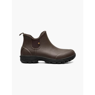 Bogs Men's Sauvie Slip On Low Height Chukka Waterproof Rain Boot, Dark Brown, 7