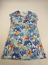 SUNNYOCEANS Cover Up Womens Large Blue Starfish Coral Print Beach Swimwear