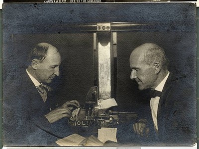 Eugene Debs American Socialist dictating to his brother who is typing Old Photo