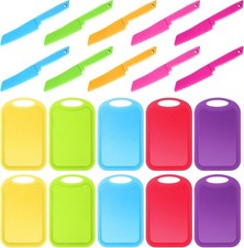 20 Pcs Kids Plastic Knife Set with Cutting Board Toddler Knife