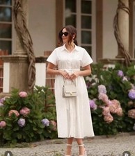 ZARA NWT WOMAN £79 EMBROIDERED EYELET DRESS ZW COLLECTION WHITE Size M  7977/112