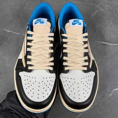 Nike Air Jordan 1 Low Travis Scott Fragment Design Blue White Black Reverse Swoo