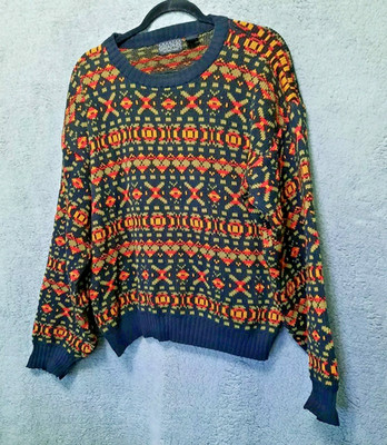 Vintage 90s Sweater Graphix Men's Multicolor Pattern Sweater Size XL Grandpa