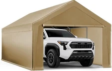 10'x20' Carport w/2 Sidewalls&2 Doors,Heavy Duty Canopy Party Tent Shed Garage