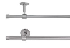Gardinenstange ausziehbar 1-Lauf Decken- Wandmontage Cap Farbe: Edelstahl-Optik