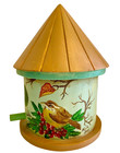 Signed Hand Painted Birdhouse Cottage Core Hovel w Conical Roof Vtg Y2K Keck 9"