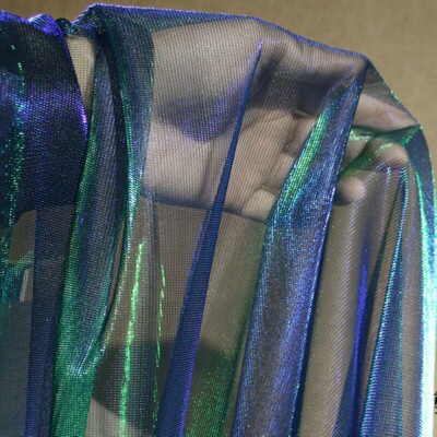 90 cm Farbverlauf Blau Grün Transparent Glitzer Netzstoff DIY Nähstoff Stoff Neu