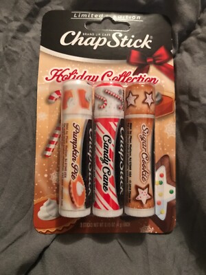 3pk Chapstick Sugar Cookie Pumpkin Pie Candy Cane Holiday Collection Flavors