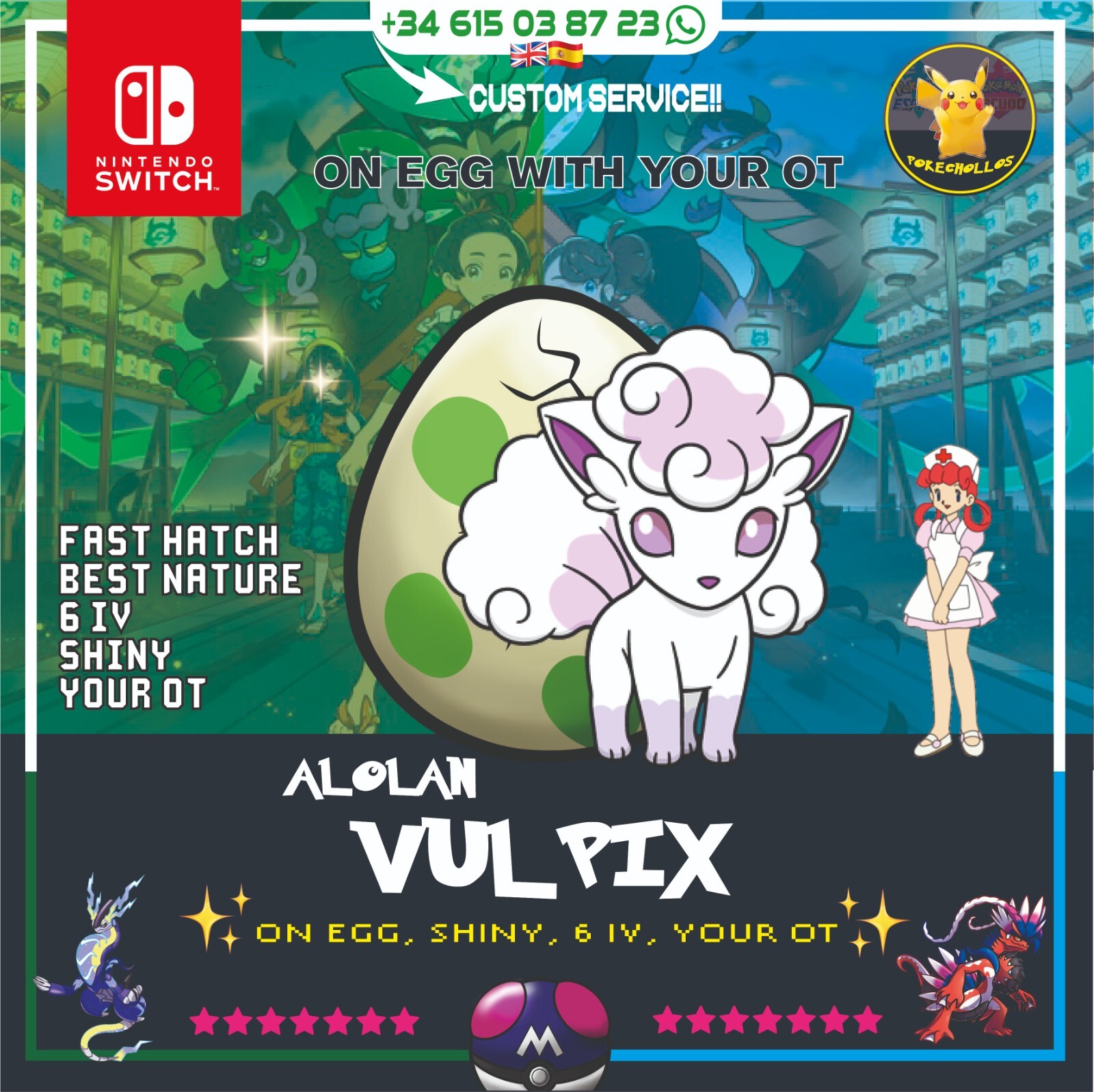 ✨VULPIX ALOLA SHINY EGG - HUEVO✨Pokemon escarlata - scarletpúrpura - violet