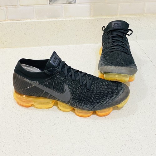 NIKE AIR VAPORMAX FLYKNIT BLACK ORANGE AH8449 001 Men's Size 12 Nice - Picture 14 of 21