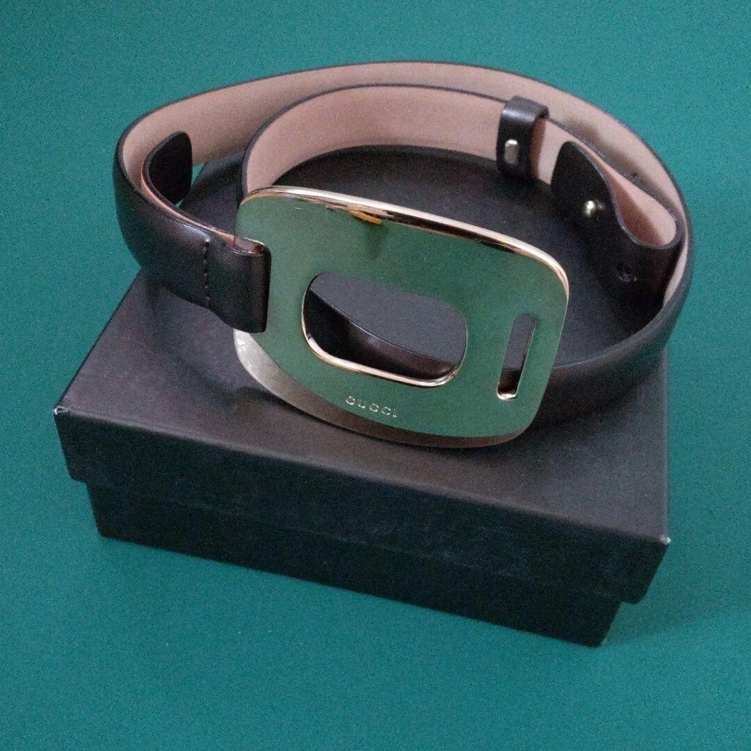 Ceinture GUCCI cuir logo marron Made in Italy B487