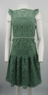 Reiss Herrera - Cap Sleeve Lace Dress in Thyme, Womens, Size 0