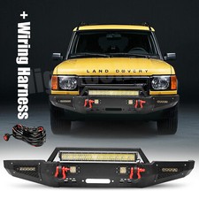 Front Bumper w/Winch Plate LED Lights For Land Rover Discovery 2 II 1999-2004