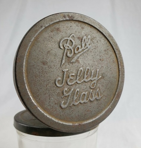 Vintage Ball Jelly Jar Glasses Tin Lid Embossed Rustic Fruit Jars Lot of 3 Glass - Picture 9 of 11