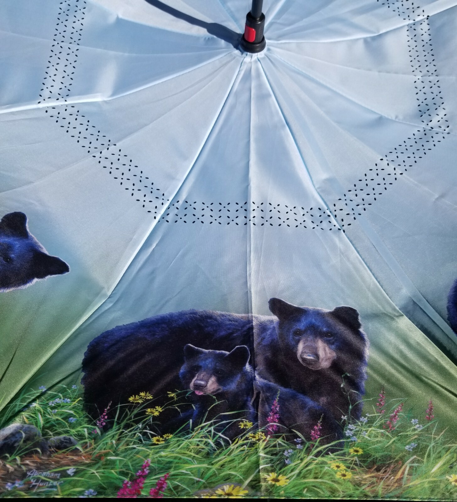 C Handle Reverse Folding Double Layer Inverted Umbrella with Bear Scene - NEW image 2
