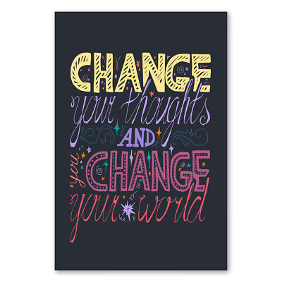 Postereck 2715 Poster Leinwand Plakat, Change Your Thoughts Spruch Motivation