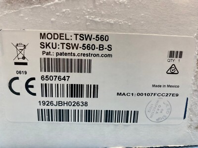 Crestron TSW-560P-B-S Touchscreen Black Portrait 6507647 New Open Box