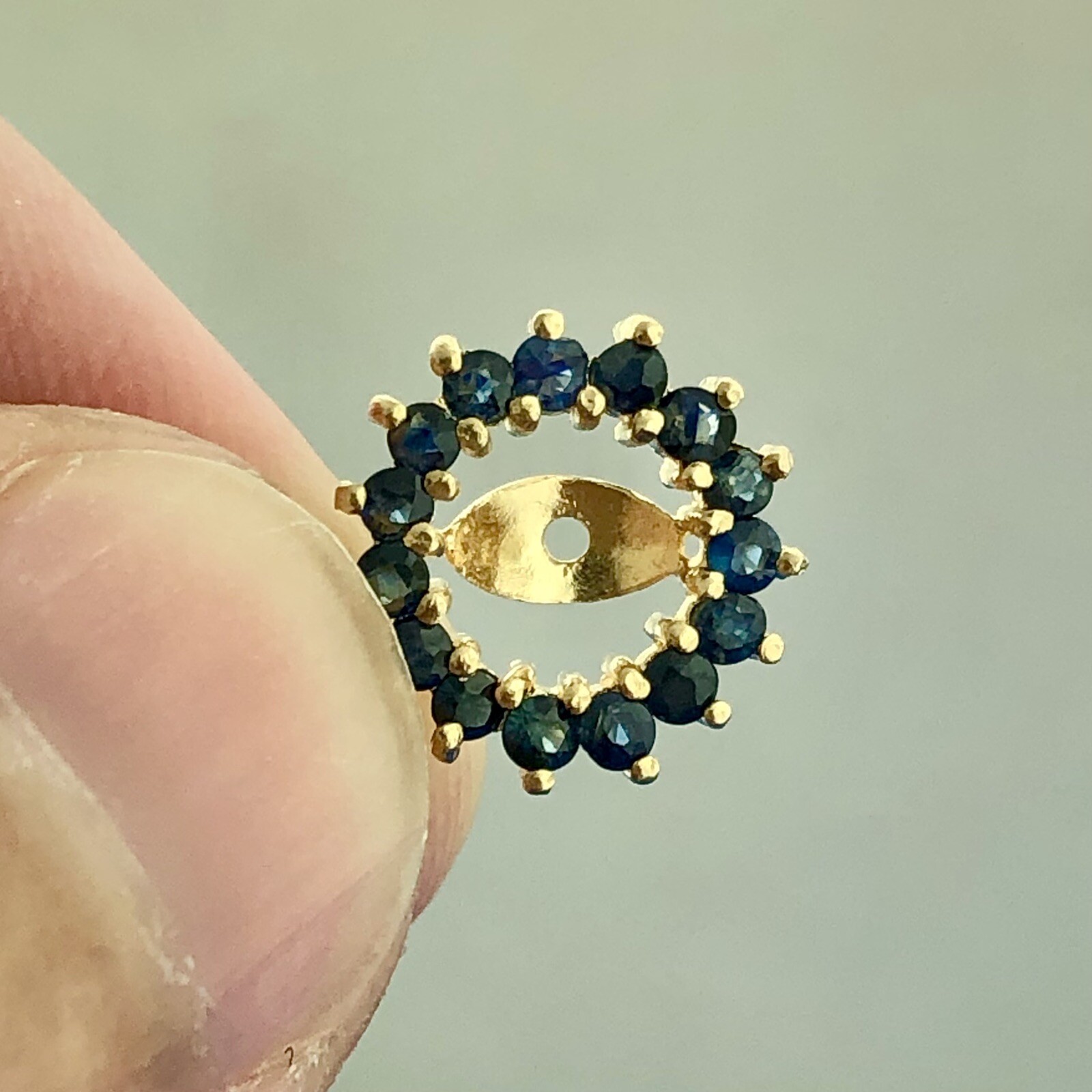 Estate 14K Yellow Gold Blue Sapphire Earring Jackets eBay