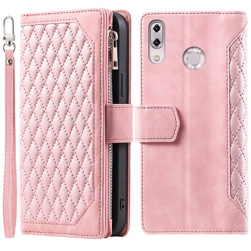 Asus Zenfone 5z ZS620KL Rhombic Wallet Case,Luxury Leather Zipper Flip Card Case - Picture 33 of 44