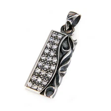 ARABESQUE WHITE CUBIC ZIRCONIA 925 STERLING SILVER GOTHIC BIKER PENDANT nk-003w