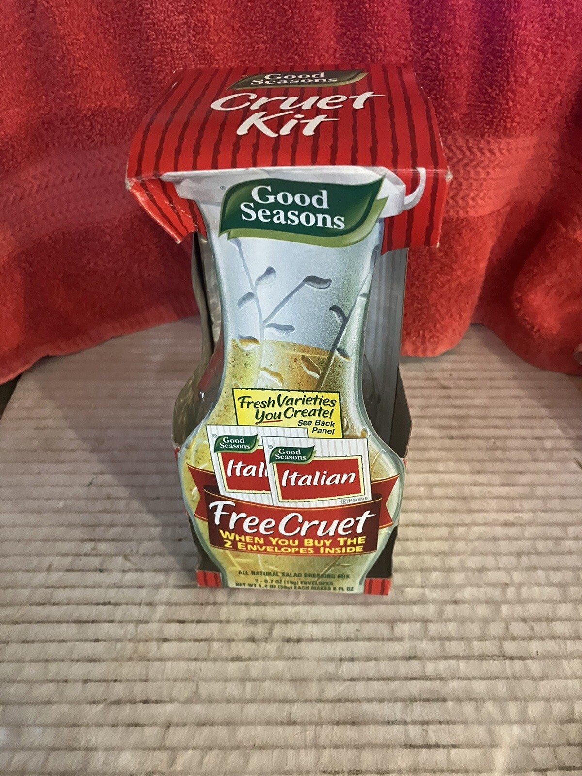 Good Seasons Italian Cruet Kit Dressing Recipes Glass Bottle 2004. DWK