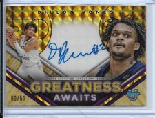 Dillon Jones 2023-24 Bowman Best U Greatness Awaits Gold Auto 50/50 Wizards