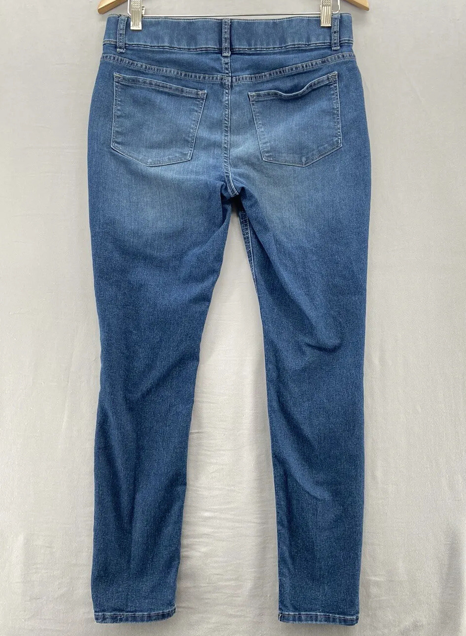Lee Blue Denim Pullon Jeans Jegging Womens MED Skinny Distressed Midrise Stretch thumbnail 10