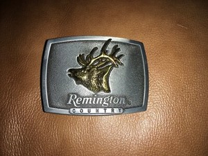 Vintage Remington Arms Country "Bugling Elk" Brass Belt Buckle Sid Bell 1986 USA