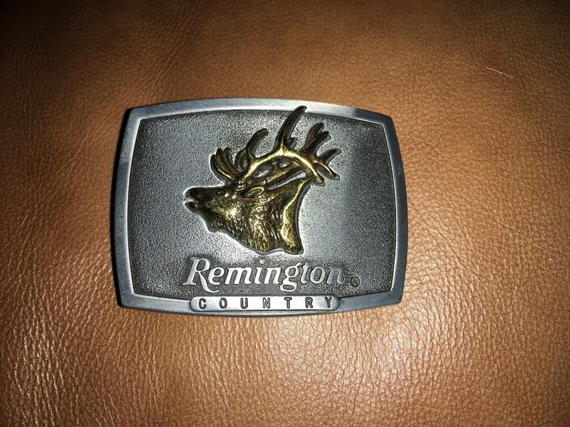 Vintage Remington Arms Country "Bugling Elk" Brass Belt Buckle Sid Bell 1986 USA