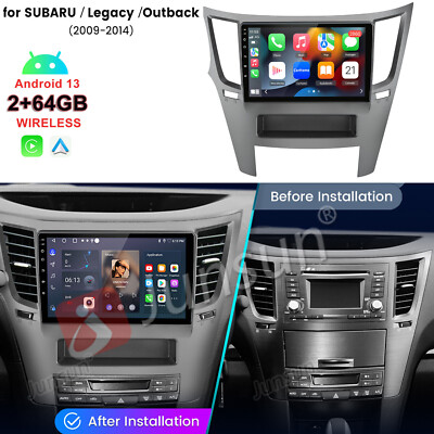 CarPlay 64GB For Subaru Legacy Outback 2009-2014 Car Stereo Radio Android 13 GPS