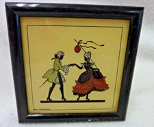 1930's C&A RICHARDS MINUETS & PIERRETTES FRAMED GLASS SILHOUETTS