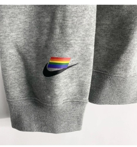 Nike Be True Pride Rainbow Flag Hoodie Pullover Gray LGBTQ CZ7820-063 Size XL - Picture 7 of 8