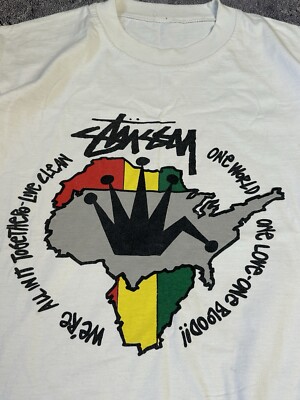 Vintage 90's Stussy Rasta Irie T-Shirt Adult White L Size | eBay