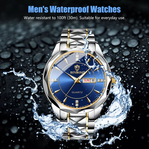 Waterproof Men Quartz Watch Stainless Steel Luminous Date Classic Business Wrist - Picture 4 of 9